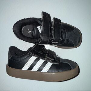 Adidas Toddler Black and White Sneakers with Brown Sole